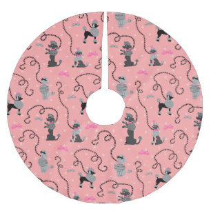 Jupon De Sapin En Polyester Brossé Motif rose de jupe de caniche rétro et noir de le