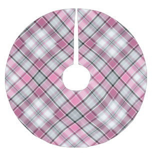 Jupon De Sapin En Polyester Brossé Motif rose de plaid chic
