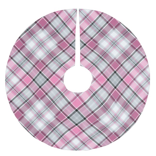 Jupon De Sapin En Polyester Brossé Motif rose de plaid chic (Devant)