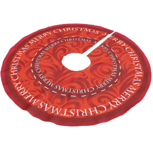 Jupon De Sapin En Polyester Brossé Motif rouge de conception de Joyeux Noël
