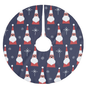 Jupon De Sapin En Polyester Brossé Motif rouge de Noël Retro Père Noël