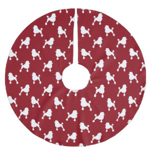 Jupon De Sapin En Polyester Brossé Motif silhouettes Caniche Standard Fantaisie Rouge