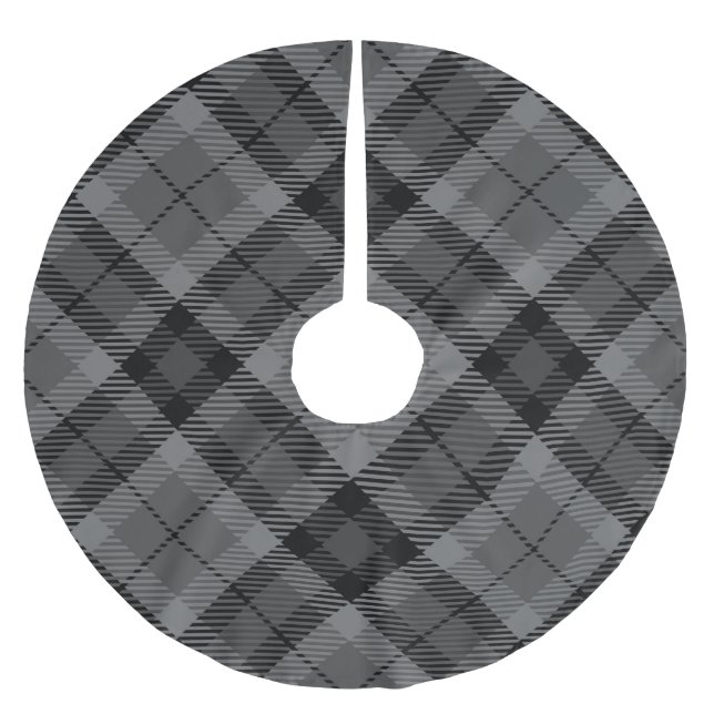 Jupon De Sapin En Polyester Brossé Motif Tartan gris noir (Devant)