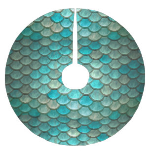 Jupon De Sapin En Polyester Brossé Motif vert de menthe d'échelles de poissons de