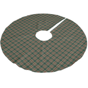 Jupon De Sapin En Polyester Brossé Motif vert-foncé de plaid de Noël