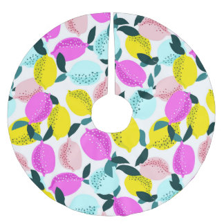 Jupon De Sapin En Polyester Brossé Motif Vintage aux citrons à main