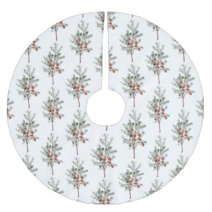 Jupon De Sapin En Polyester Brossé Motif vintage de Noël botanique