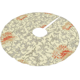 Jupon De Sapin En Polyester Brossé Motif vintage d'Owen Jones : Floral corail gris