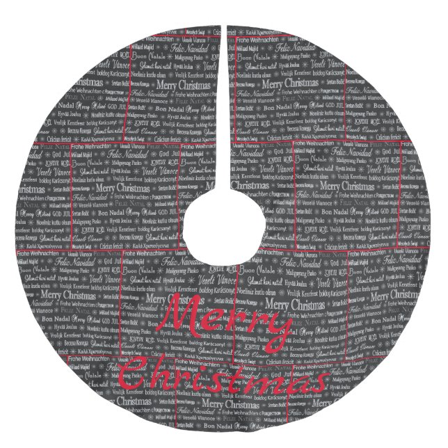 Jupon De Sapin En Polyester Brossé Multi-language Merry Christmas Thunder_Cove (Devant)