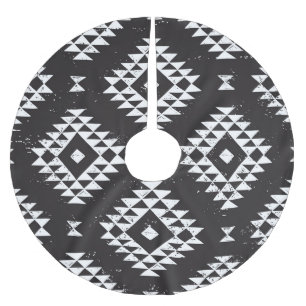 Jupon De Sapin En Polyester Brossé Navajo Géométrique : Tribal Blanc Noir.
