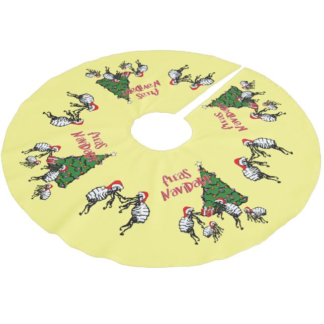 Jupon De Sapin En Polyester Brossé Navidad Dancing Fleas Christmas (Angle)