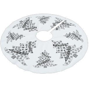 Jupon De Sapin En Polyester Brossé Noël Arbre noir et blanc