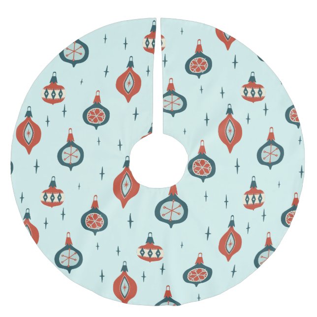 Jupon De Sapin En Polyester Brossé Noël atomique du milieu du siècle (Devant)