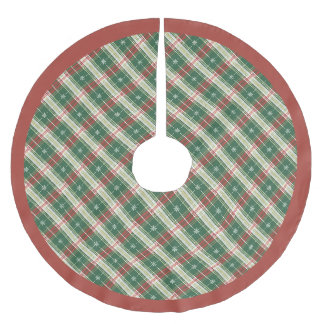 Jupon De Sapin En Polyester Brossé Noël blanc avec vert et rouge