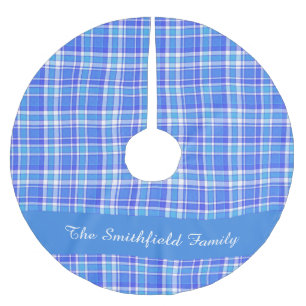 Jupon De Sapin En Polyester Brossé Noël blanc bleu de coutume de nom de famille de