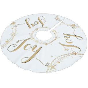 Jupon De Sapin En Polyester Brossé Noël blanc et or, JOIE,