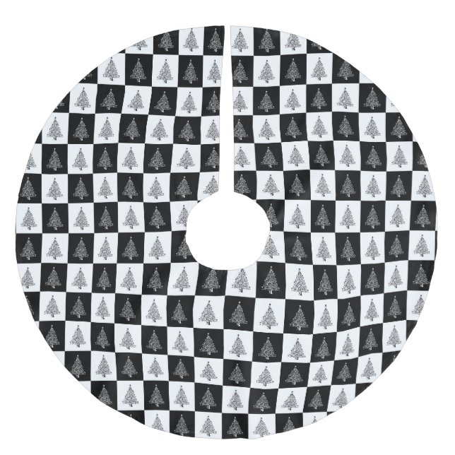 Jupon De Sapin En Polyester Brossé Noël Blanc Noir Vacances élégantes (Devant)