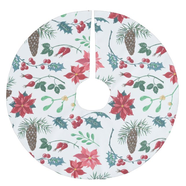 Jupon De Sapin En Polyester Brossé Noël botanique traditionnel (Devant)