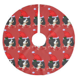 Jupon De Sapin En Polyester Brossé Noël cavalier d'épagneul du Roi Charles joyeux