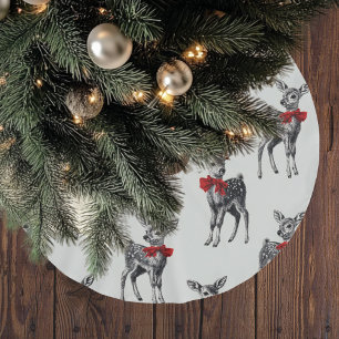 Jupon De Sapin En Polyester Brossé Noël Cerf Vintage