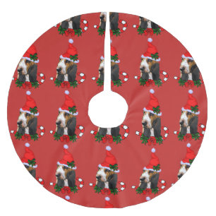 Jupon De Sapin En Polyester Brossé Noël de Basset Hound joyeux