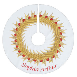 Jupon De Sapin En Polyester Brossé Noël de la couronne d'or rouge personnalisée moder