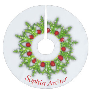 Jupon De Sapin En Polyester Brossé Noël de la couronne d'or rouge personnalisée moder