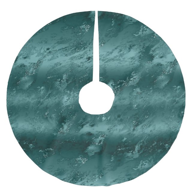 Jupon De Sapin En Polyester Brossé Noël de marbre vert émeraude (Devant)