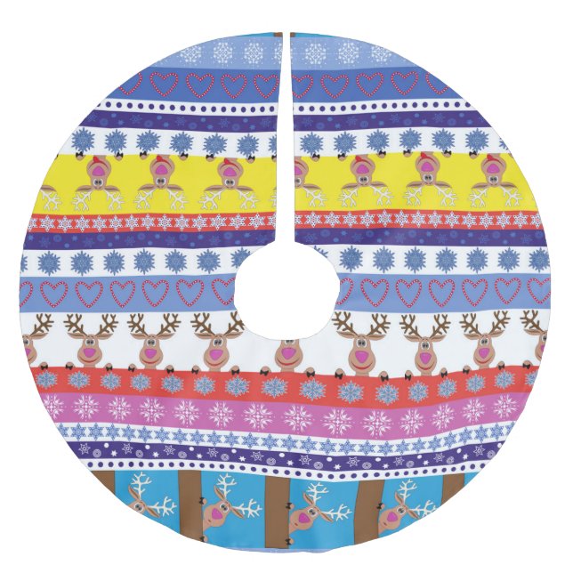 Jupon De Sapin En Polyester Brossé noël des rennes (Devant)