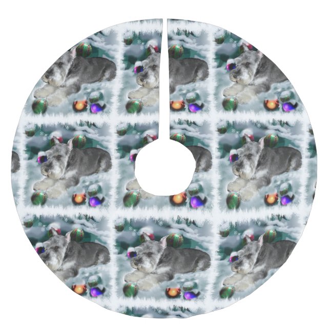 Jupon De Sapin En Polyester Brossé Noël des Schnauzer miniatures (Devant)