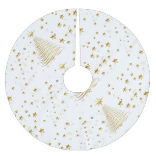 Jupon De Sapin En Polyester Brossé Noël doré