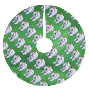 Jupon De Sapin En Polyester Brossé Noël d'ours blanc sur le vert