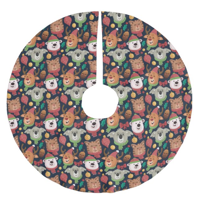 Jupon De Sapin En Polyester Brossé Noël drôle (Devant)