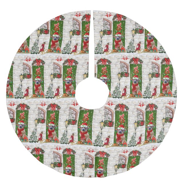 Jupon De Sapin En Polyester Brossé Noël du chien de Rhodesian Ridgeback (Devant)