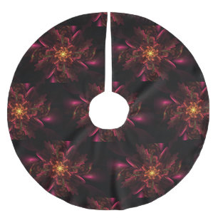 Jupon De Sapin En Polyester Brossé Noël Elégant rose Floral Noir