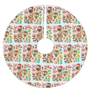 Jupon De Sapin En Polyester Brossé Noël en juillet pour les Amoureux de les chats