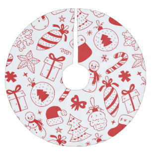 Jupon De Sapin En Polyester Brossé Noël fantaisiste rouge et blanc amusant