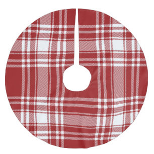 Jupon De Sapin En Polyester Brossé Noël Festif Red White Plaid