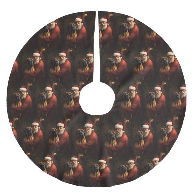 Jupon De Sapin En Polyester Brossé Noël festif Rhodesian Ridgeback Santa Claus (Devant)