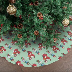 Jupon De Sapin En Polyester Brossé Noël Fête Joie Dragon
