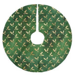 Jupon De Sapin En Polyester Brossé Noël feuille d'or vert mignon motif