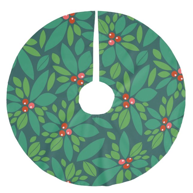 Jupon De Sapin En Polyester Brossé Noël graphique Holly (Devant)