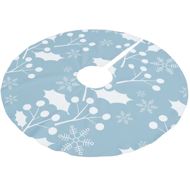 Jupon De Sapin En Polyester Brossé Noël Holly Feuilles Et Berries (Angle)