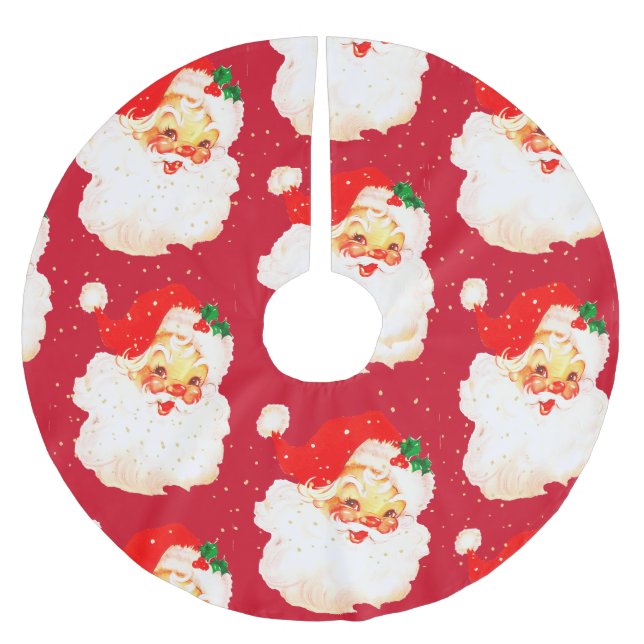 Jupon De Sapin En Polyester Brossé Noël Jolly Santa Claus Rouge (Devant)