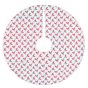 Jupon De Sapin En Polyester Brossé Noël motif de Mistletoe rouge scandinave