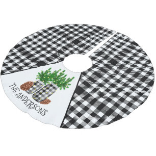 Jupon De Sapin En Polyester Brossé Noël noir blanc personnalisé