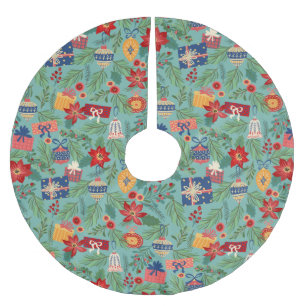 Jupon De Sapin En Polyester Brossé Noël Ornements et cadeaux