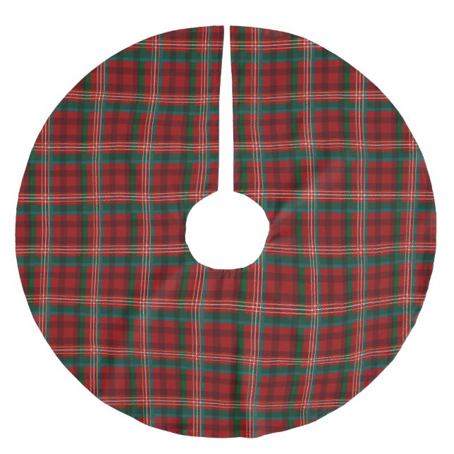 Jupon De Sapin En Polyester Brossé Noël plaid rouge turquoise tartan traditionnel (Devant)