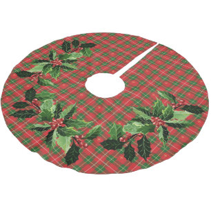 Jupon De Sapin En Polyester Brossé Noel Plat Irlandais Rouge