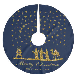 Jupon De Sapin En Polyester Brossé Noël religieux, Naissance de Jésus, Trois Roi